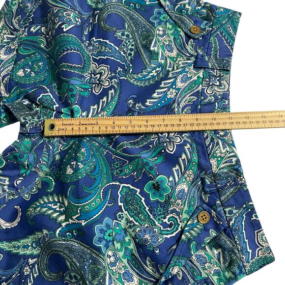 Lauren Ralph Lauren Womens Shorts Size 10 Blue Cuffed Paisley High Rise Zip Fly - Picture 7 of 9
